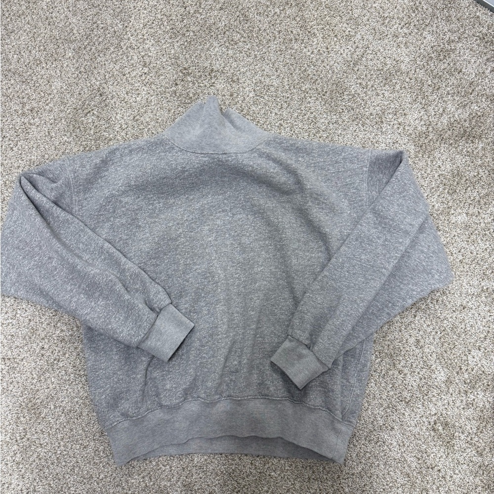 Buck Mason Heather Gray Women's mockneck sweatshirt